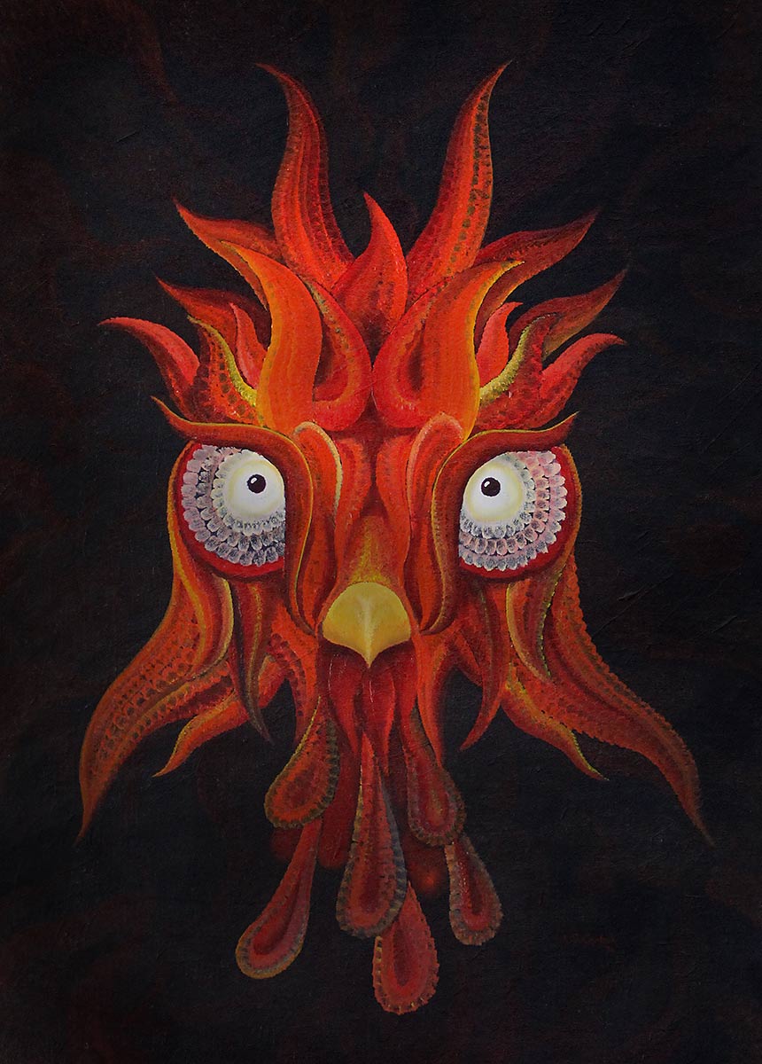 Flaming Chicken painting